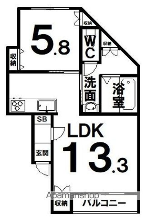 シャンテ旭町Bの間取り