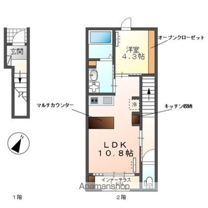 滋賀県東近江市小脇町の賃貸アパートの間取り