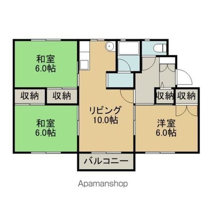 ラ・ネージュ函館C棟201の間取り