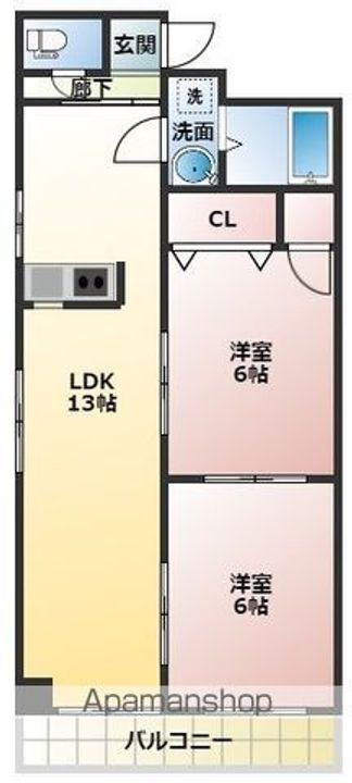 千葉県松戸市金ケ作の賃貸マンションの間取り