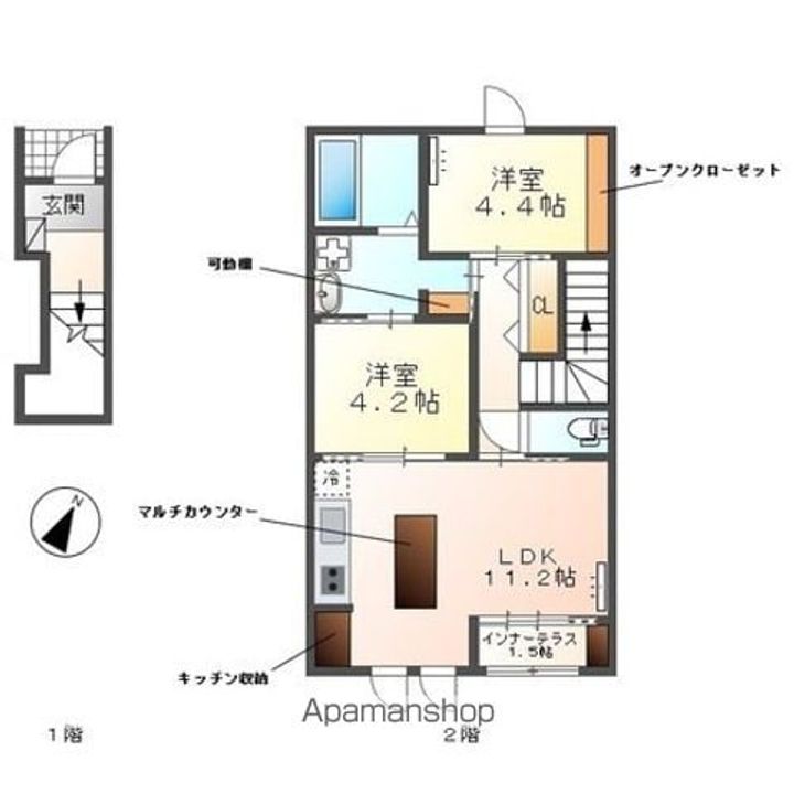 滋賀県東近江市小脇町の賃貸アパートの間取り