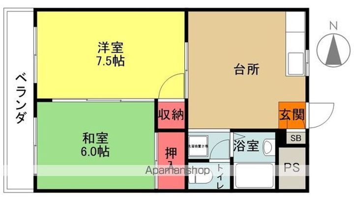 ベルトピアいわき5 B棟201の間取り