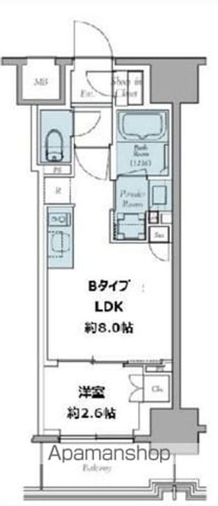東京都中野区東中野1丁目の賃貸マンションの間取り