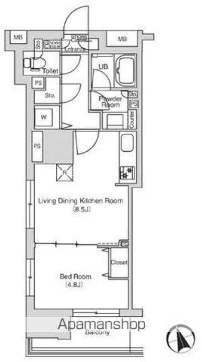 東京都中野区白鷺1丁目の賃貸マンションの間取り