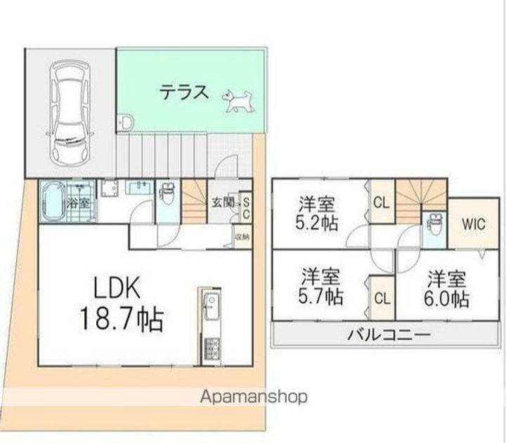 千葉県我孫子市並木8丁目(一戸建)の賃貸物件戸建ての間取り