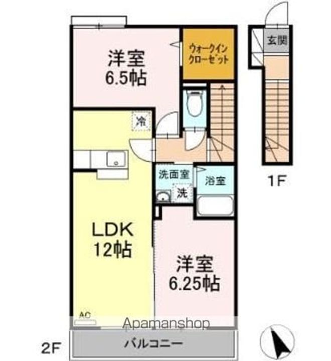 東京都立川市砂川町4丁目の賃貸アパートの間取り