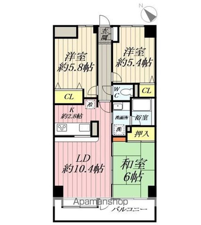 埼玉県吉川市大字吉川の賃貸マンションの間取り