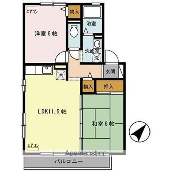 群馬県太田市熊野町の賃貸アパートの間取り