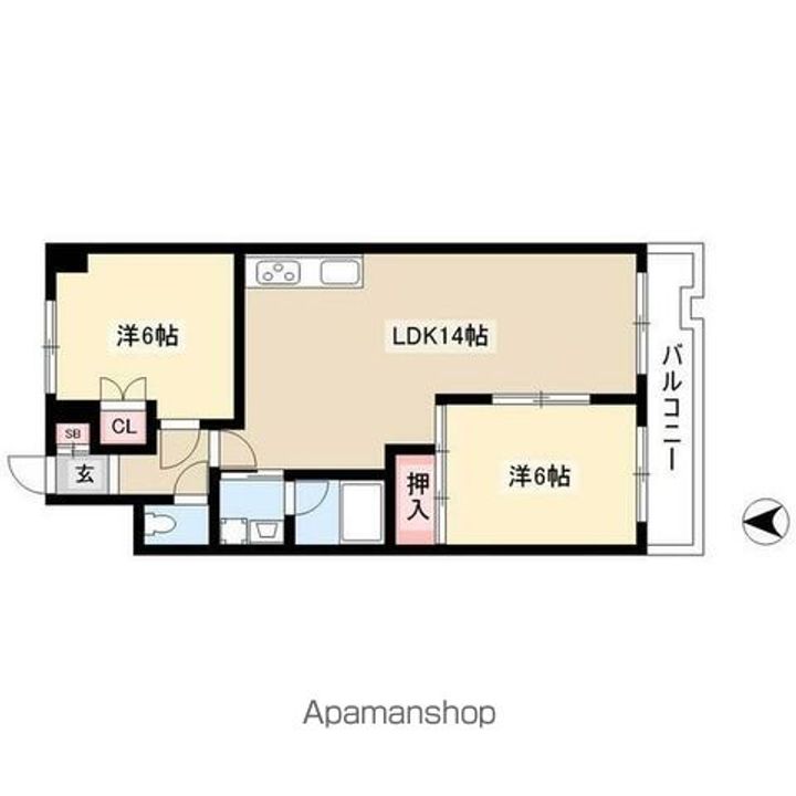 愛知県名古屋市中区金山5丁目の賃貸マンションの間取り