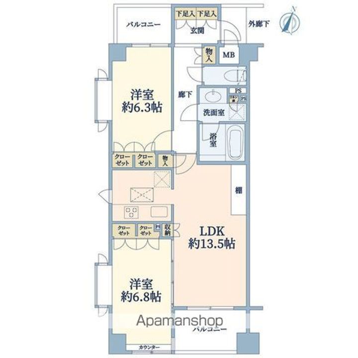 東京都杉並区荻窪4丁目の賃貸マンションの間取り