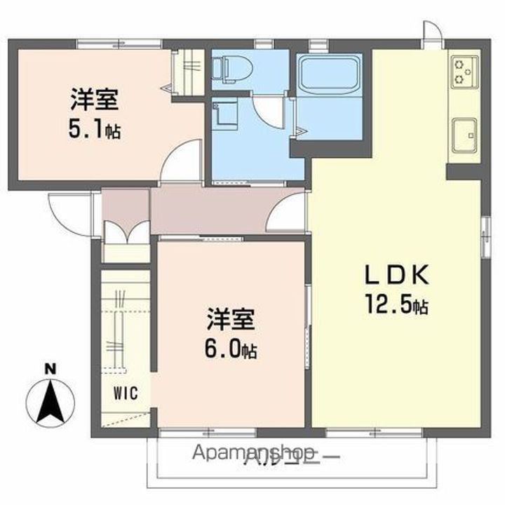 福島県福島市笹谷字谷地前の賃貸アパートの間取り