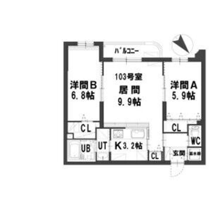 グランメール平和通6Aの間取り
