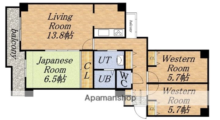 北海道札幌市北区北十九条西2丁目の賃貸マンションの間取り