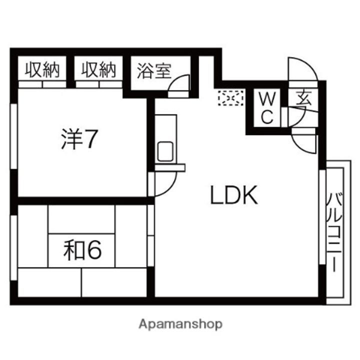 北海道札幌市北区新川二条3丁目の賃貸アパートの間取り