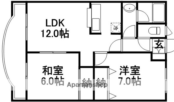 北海道札幌市東区北三十二条東9丁目の賃貸マンションの間取り