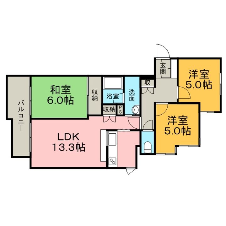 北海道札幌市東区北十六条東4丁目の賃貸マンションの間取り