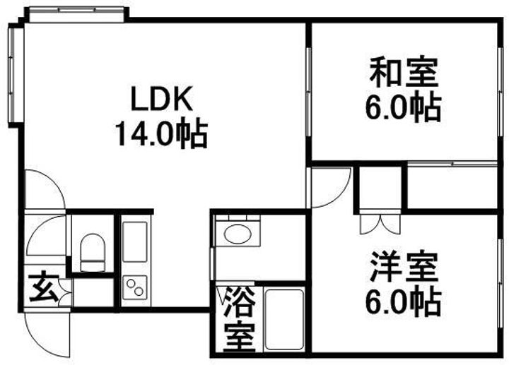 北海道札幌市東区北三十八条東20丁目の賃貸アパートの間取り