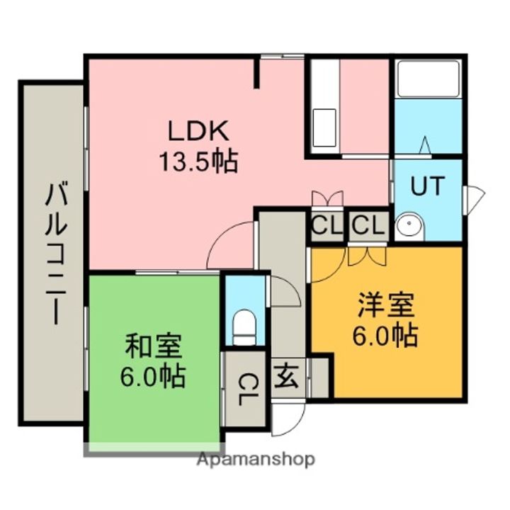 北海道札幌市北区百合が原4丁目の賃貸マンションの間取り