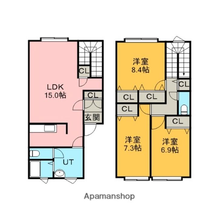 北海道札幌市北区新川三条15丁目の賃貸アパートの間取り
