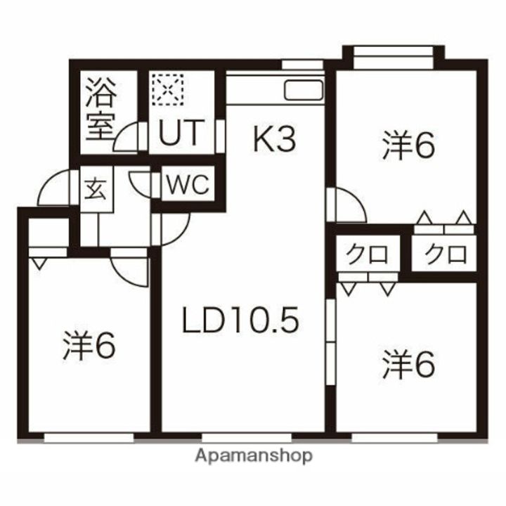 北海道札幌市清田区里塚一条4丁目の賃貸アパートの間取り