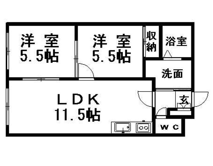 北海道札幌市豊平区月寒東四条6丁目の賃貸アパートの間取り