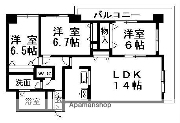 北海道札幌市清田区平岡一条5丁目の賃貸マンションの間取り