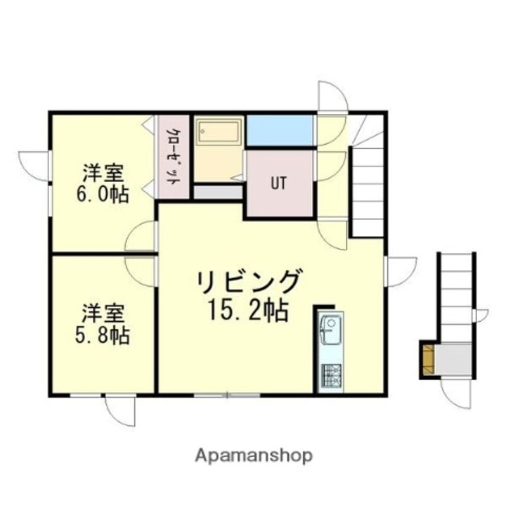 北海道札幌市清田区美しが丘二条1丁目の賃貸アパートの間取り