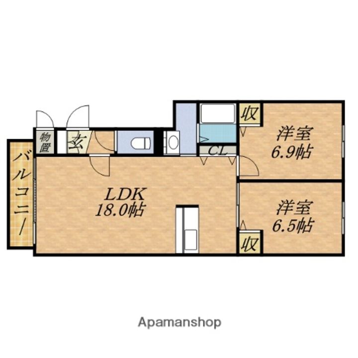 北海道札幌市北区南あいの里5丁目の賃貸マンションの間取り