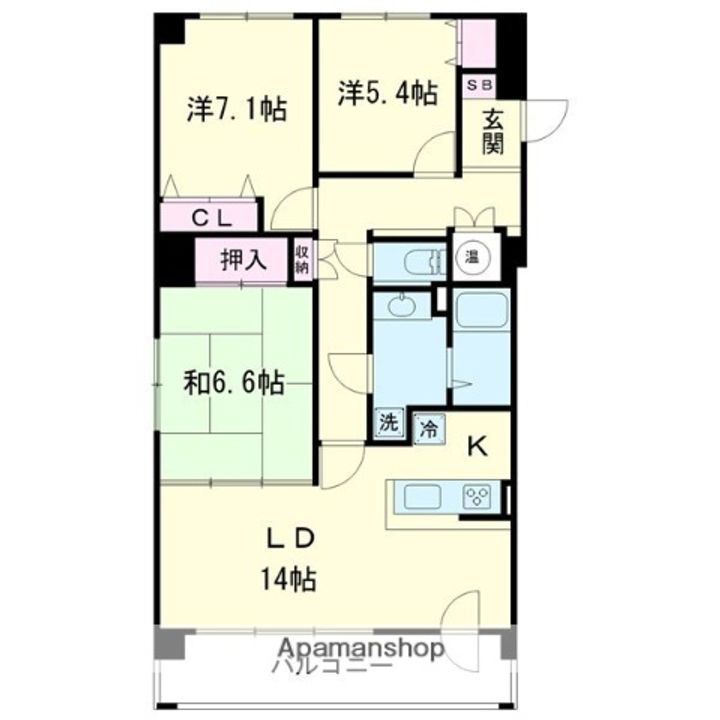 幕西町栗林マンションの間取り