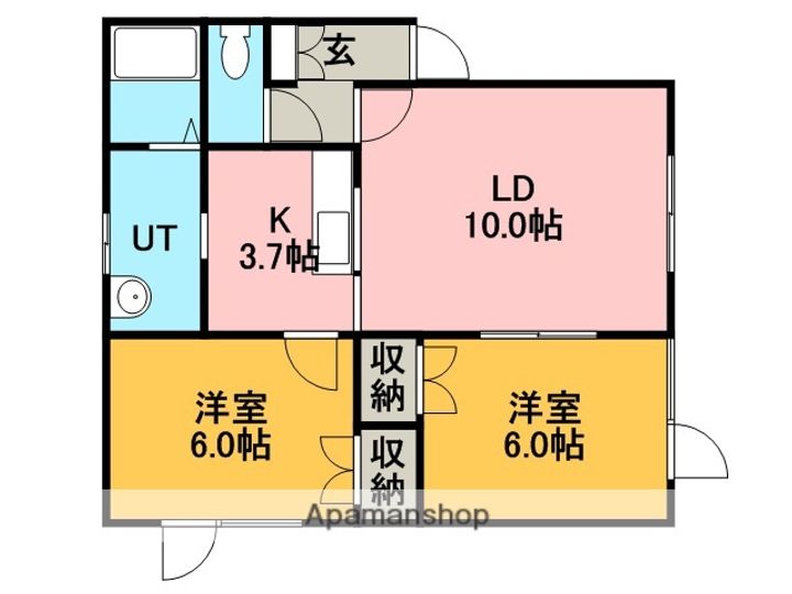 北海道札幌市手稲区西宮の沢一条4丁目の賃貸アパート102の間取り