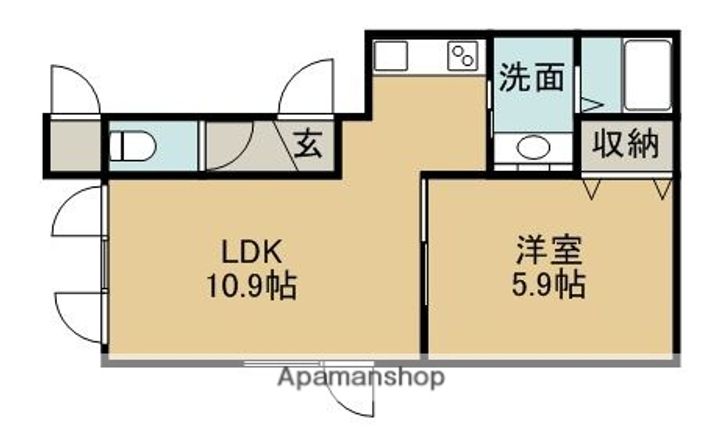 北海道石狩市花川南四条3丁目の賃貸アパートの間取り