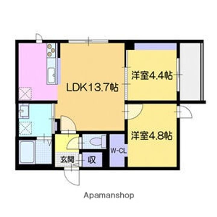北海道小樽市星野町の賃貸マンションの間取り