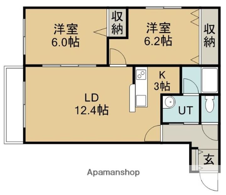 北海道札幌市手稲区手稲本町一条2丁目の賃貸マンションの間取り