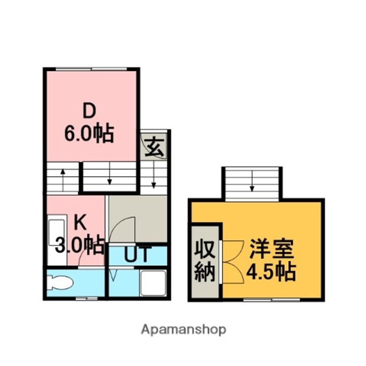 北海道札幌市手稲区手稲本町二条5丁目の賃貸アパート102の間取り