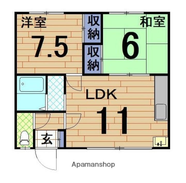花川南8−3貸室右.の間取り