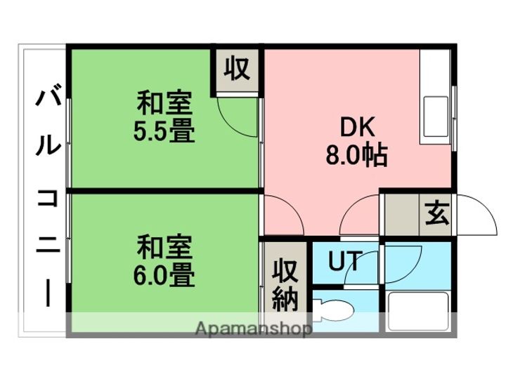 北海道石狩市花川北六条1丁目の賃貸アパートの間取り