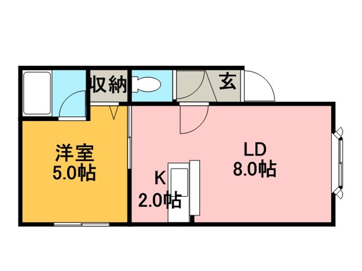 北海道札幌市手稲区富丘一条7丁目の賃貸アパートの間取り