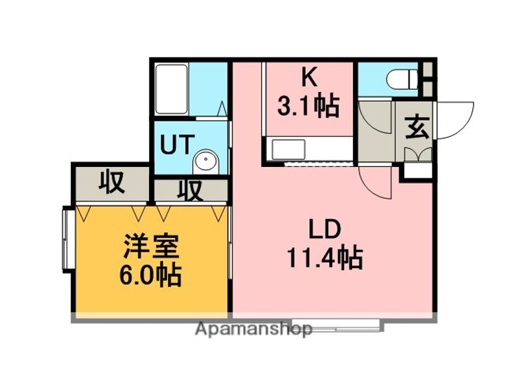 北海道札幌市手稲区富丘二条4丁目の賃貸アパートの間取り