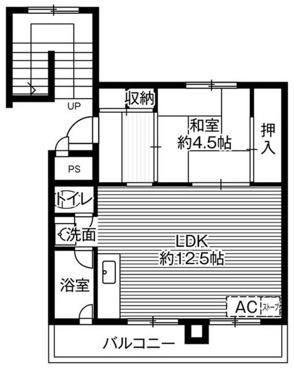 ビレッジハウス栗山2号棟0108の間取り
