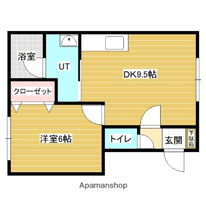 北海道三笠市岡山の賃貸アパートの間取り