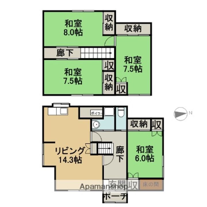 北海道滝川市幸町4丁目(一戸建)の賃貸物件の間取り