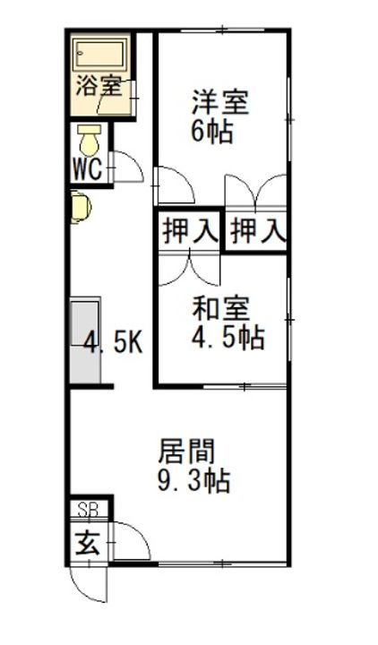 庄子コーポ東の間取り