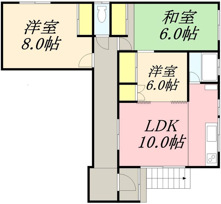 小樽潮見台戸建2階右側の間取り