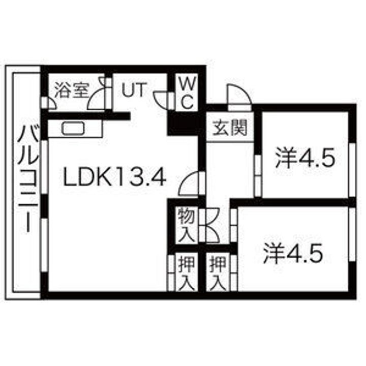 札幌西月寒団地4号棟00203の間取り