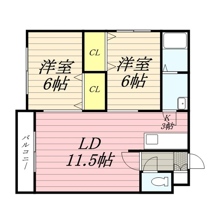 北海道札幌市東区東苗穂十三条3丁目の賃貸アパートの間取り