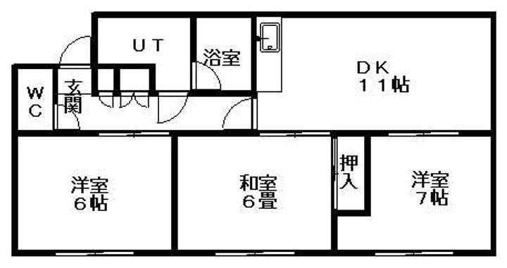 シャトレーヌ白井405の間取り