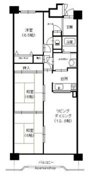 北海道札幌市中央区北四条西20丁目の賃貸マンションの間取り
