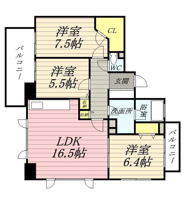 北海道札幌市中央区北二条西10丁目の賃貸マンションの間取り