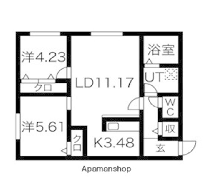 北海道札幌市中央区南十二条西16丁目の賃貸マンションの間取り