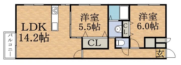 サクラディア苗穂402号室の間取り